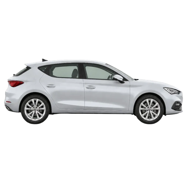 SEAT Leon 2021 en plateado, vista lateral (hacia la derecha)