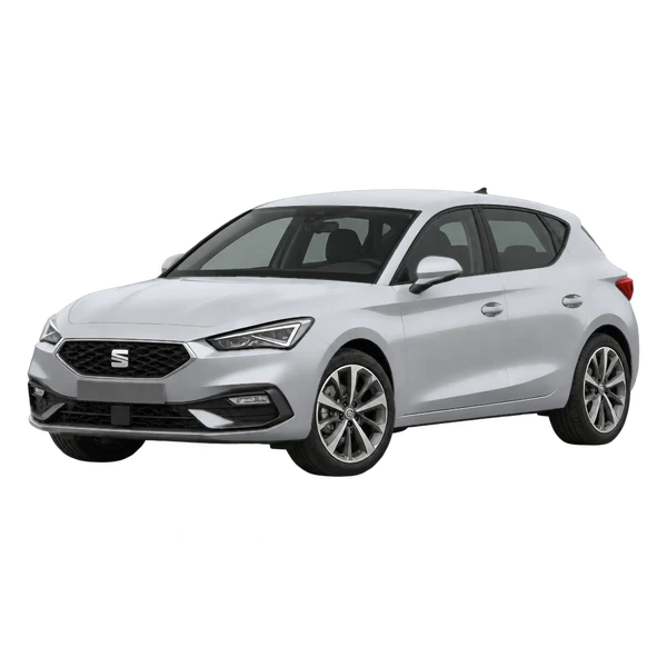 シルバーの2024 SEAT Leon(フロントスリークォーター(左向き)ビュー)