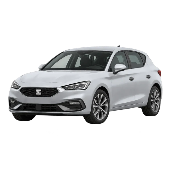 SEAT Leon 2025 en plateado, vista frontal tres cuartos (hacia la izquierda)