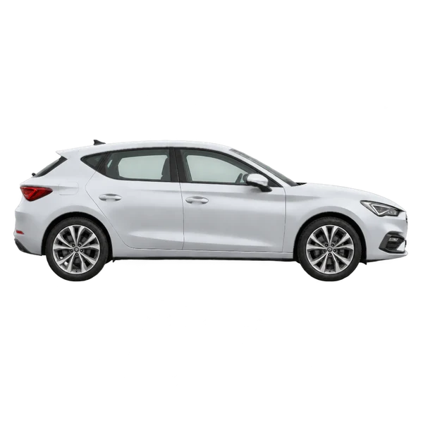 SEAT Leon 2025 en plateado, vista lateral (hacia la derecha)
