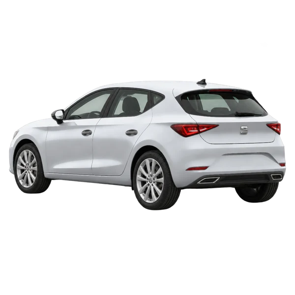 SEAT Leon 2026 prata, vista três quartos traseira (voltada para a esquerda)