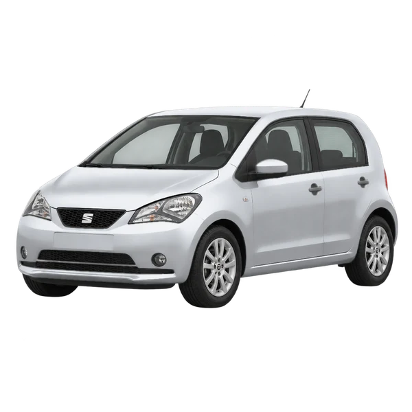 SEAT MII 2016 en plateado, vista frontal tres cuartos (hacia la izquierda)