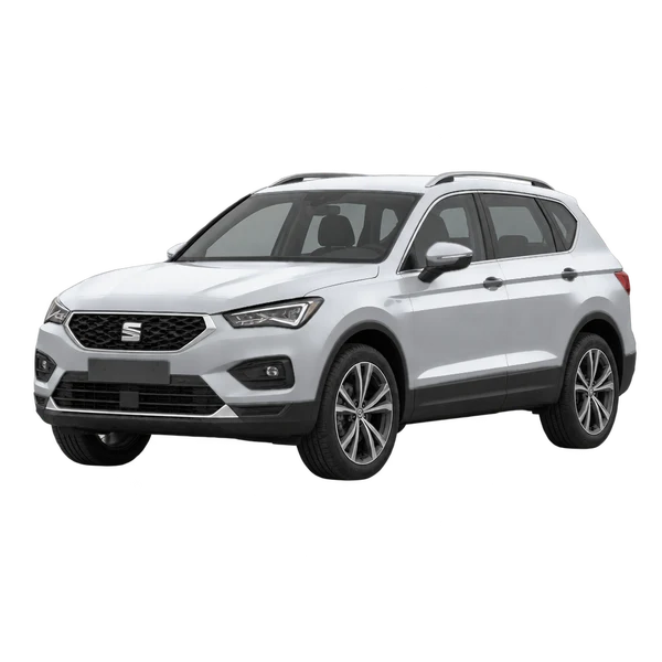 2020 SEAT Tarraco in Silber, Ansicht: Dreiviertelansicht vorne (nach links gerichtet)
