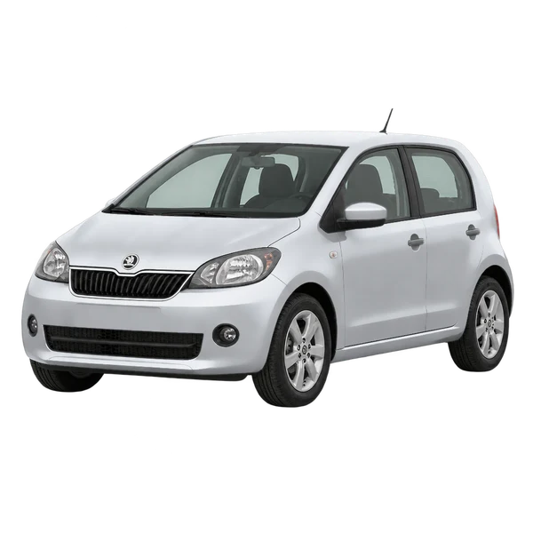 シルバーの2011 Skoda Citigo（フロントスリークォーター(左向き)ビュー）