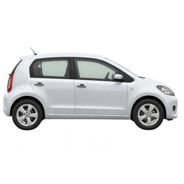 シルバーの2011 Skoda Citigo（側面（右向き）ビュー）