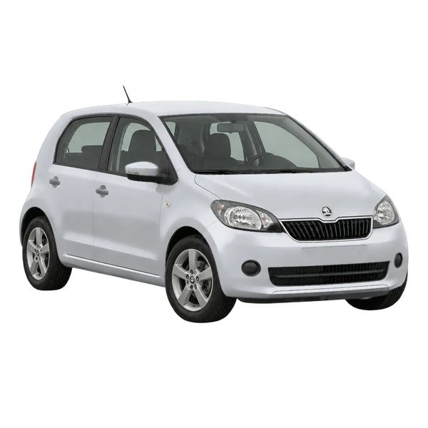 シルバーの2012 Skoda Citigo（フロントスリークォーター(左向き)ビュー）