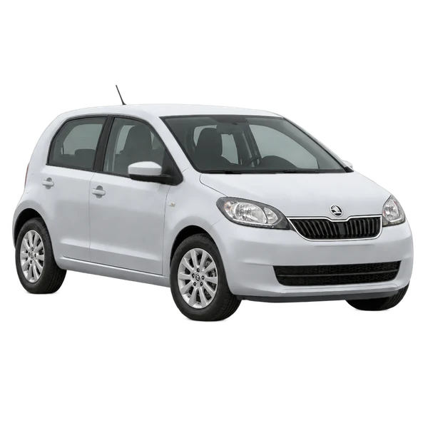 シルバーの2015 Skoda Citigo（フロントスリークォーター(左向き)ビュー）