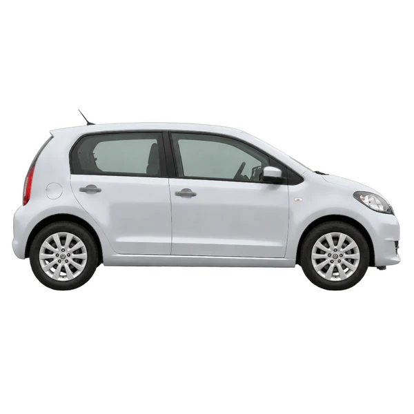 シルバーの2015 Skoda Citigo（側面（右向き）ビュー）