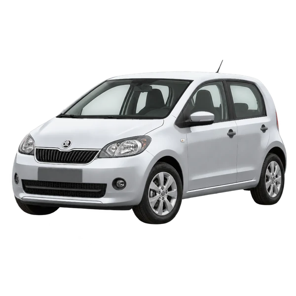 シルバーの2016 Skoda Citigo（フロントスリークォーター(左向き)ビュー）