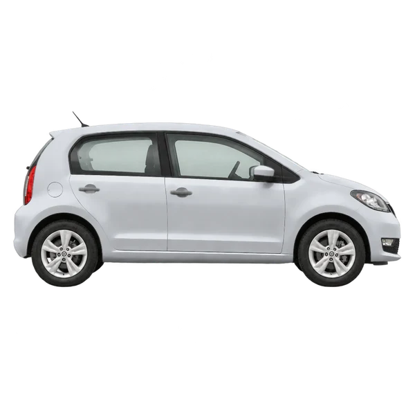 Skoda Citigo 2018 en plateado, vista lateral (hacia la derecha)