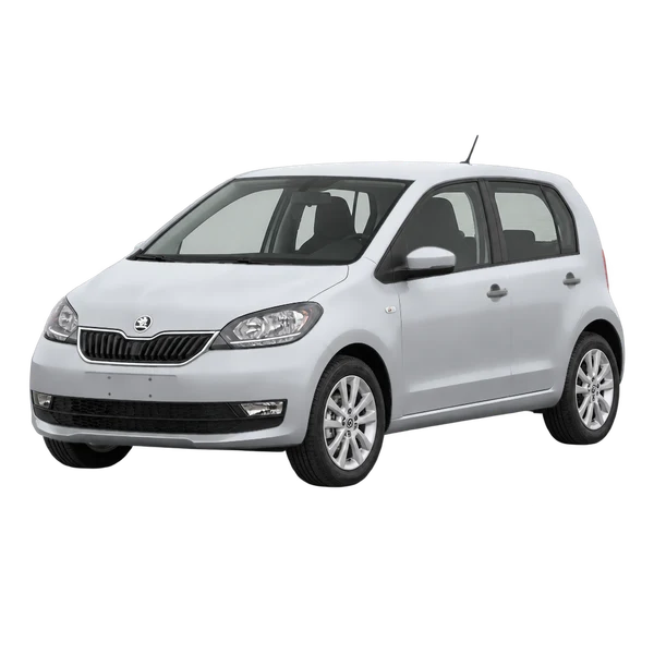 シルバーの2021 Skoda Citigo（フロントスリークォーター(左向き)ビュー）
