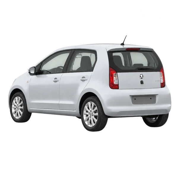 シルバーの2021 Skoda Citigo（リア斜め（左向き）ビュー）