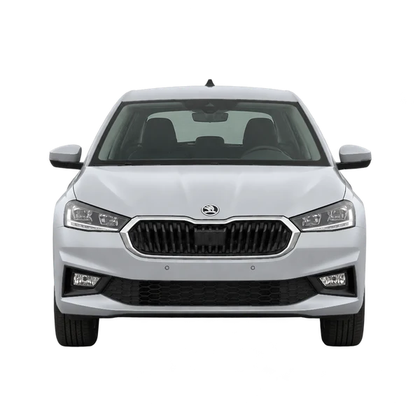 Skoda Fabia 2026 en plateado, vista frontal