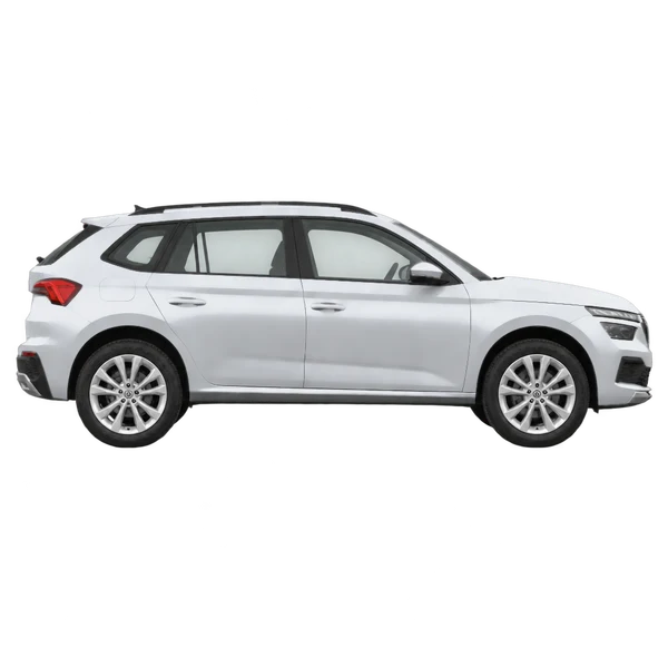 Skoda Kamiq 2025 argent, vue profil (tourné vers la droite)