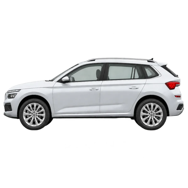 Skoda Kamiq 2026 argent, vue côté (vers la gauche)