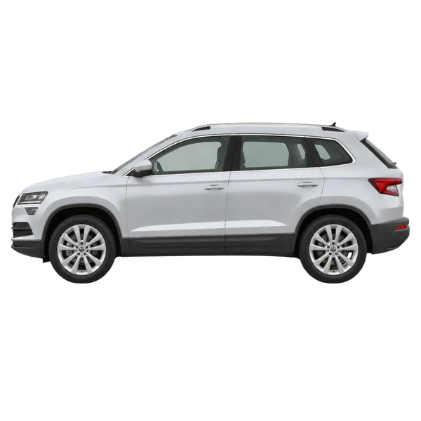 Skoda Karoq 2018 prata, vista lateral (voltada para a esquerda)