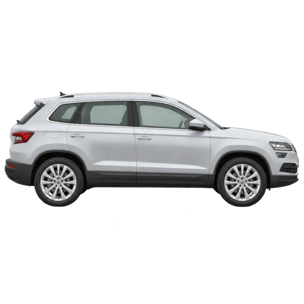 シルバーの2018 Skoda Karoq（側面（右向き）ビュー）