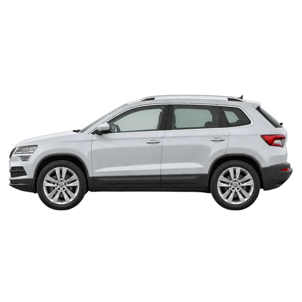 2020 Skoda Karoq in Silber, Ansicht: Seite (nach links gerichtet)
