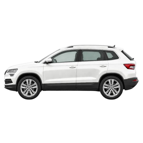 2020 Skoda Karoq in weiß, Ansicht: Seite (nach links gerichtet)