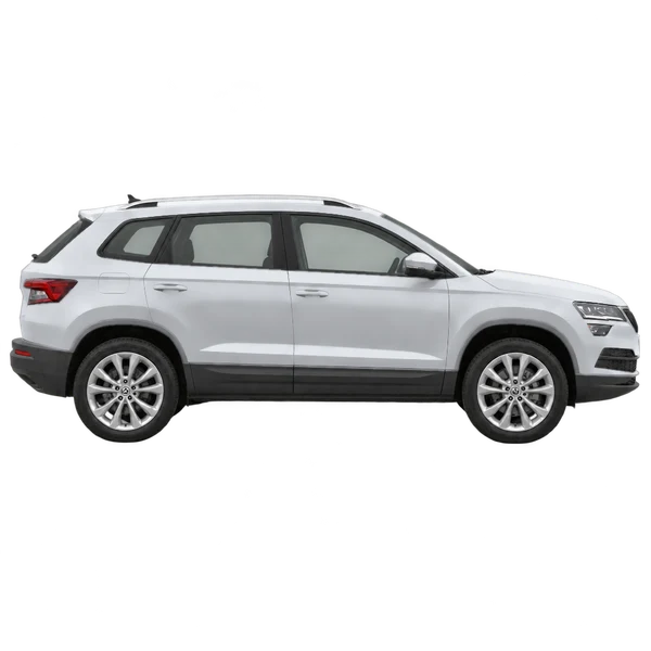 2021 Skoda Karoq in Silber, Ansicht: Seite (nach rechts gewandt)