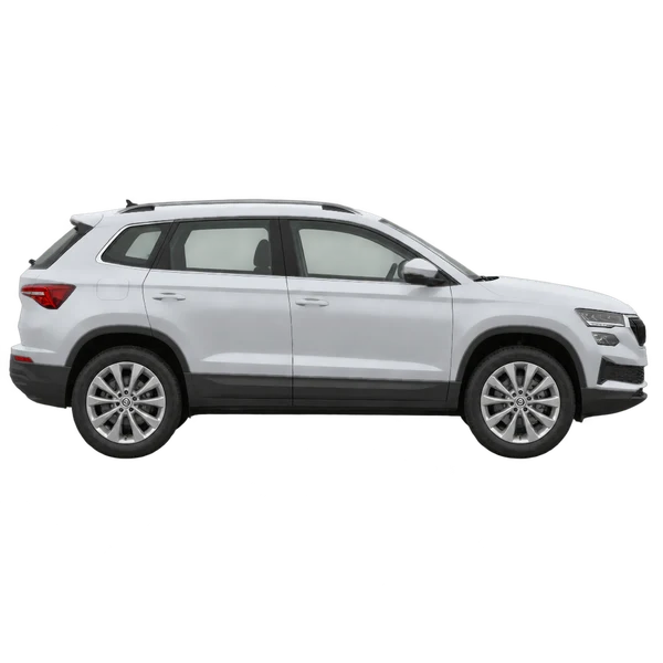 2024 Skoda Karoq in Silber, Ansicht: Seite (nach rechts gewandt)