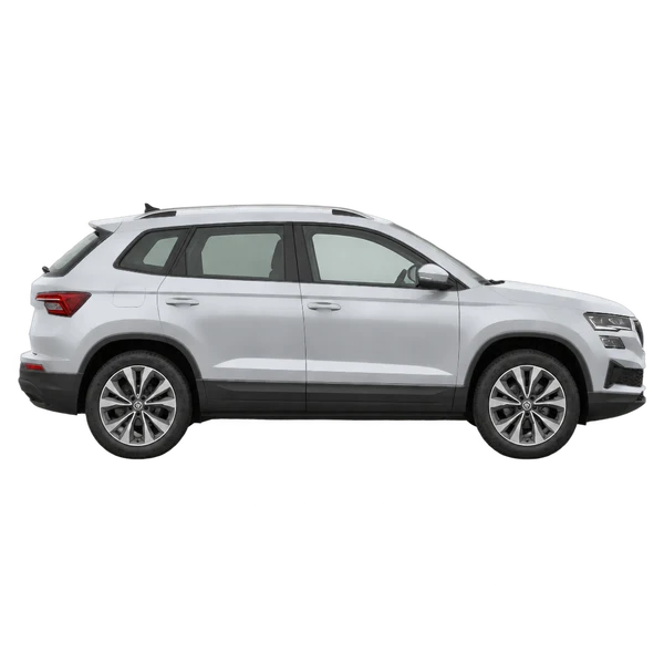 2025 Skoda Karoq in Silber, Ansicht: Seite (nach rechts gewandt)