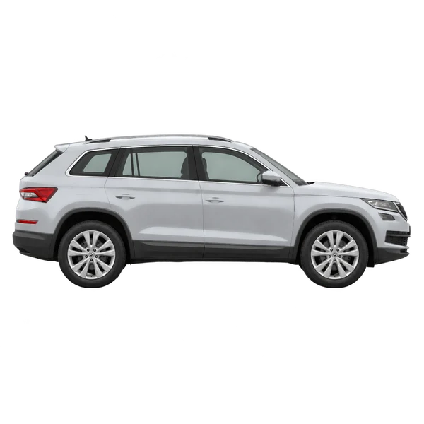 Skoda Kodiaq 2017 en plateado, vista lateral (hacia la derecha)