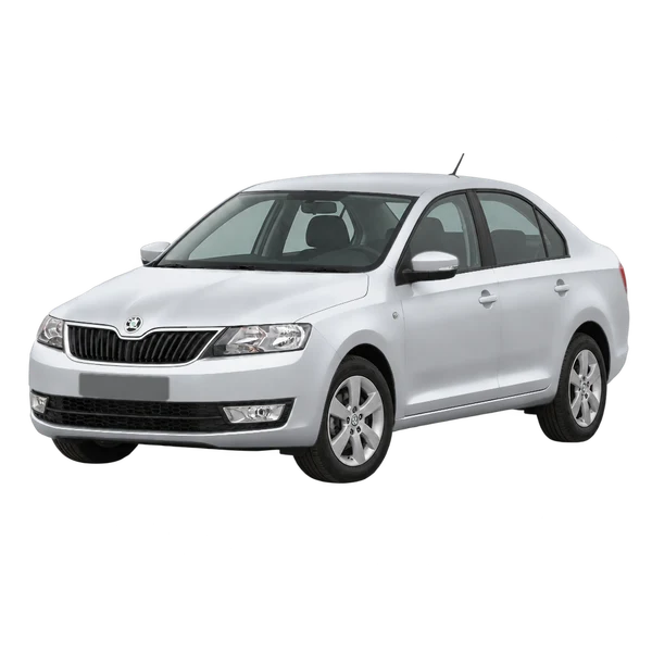 シルバーの2012 Skoda Rapid（フロントスリークォーター(左向き)ビュー）