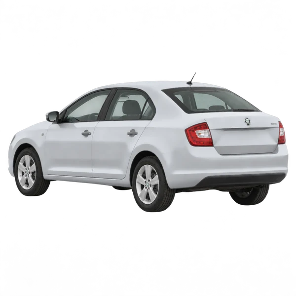 シルバーの2012 Skoda Rapid（リア斜め（左向き）ビュー）