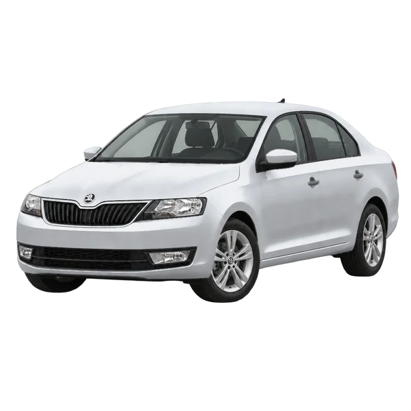シルバーの2013 Skoda Rapid（フロントスリークォーター(左向き)ビュー）
