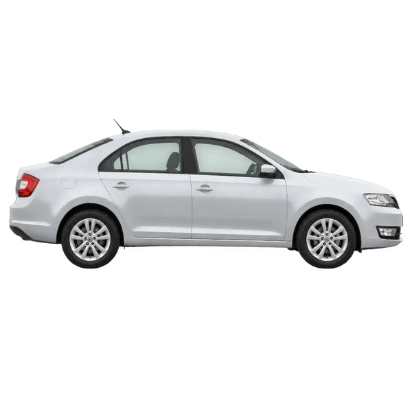 シルバーの2015 Skoda Rapid（側面（右向き）ビュー）