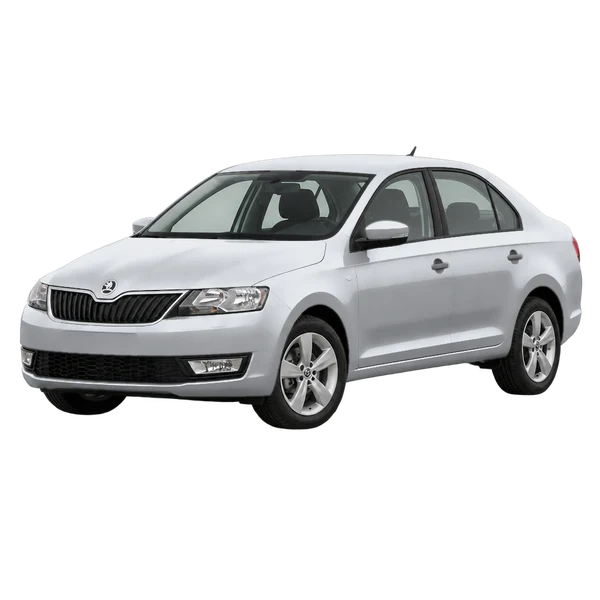 シルバーの2017 Skoda Rapid（フロントスリークォーター(左向き)ビュー）