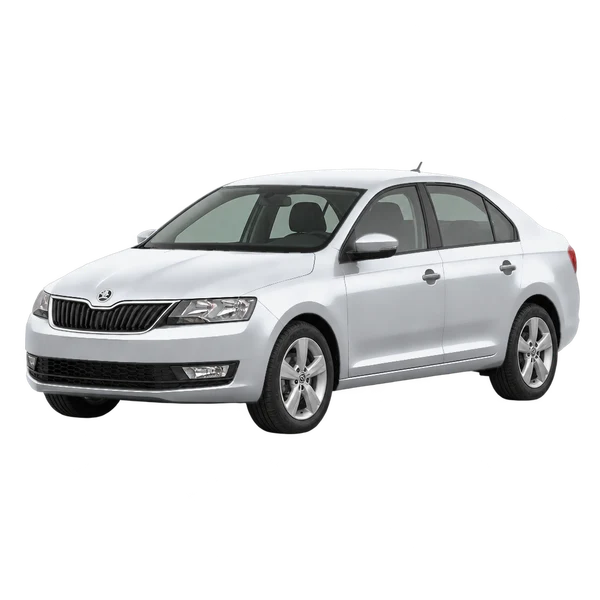 2019 SKODA RAPIDE — Front three-quarter (facing left), silver