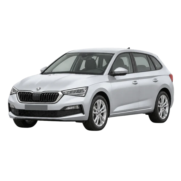 Skoda Scala 2019 en plateado, vista frontal tres cuartos (hacia la izquierda)