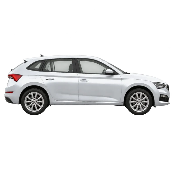 Skoda Scala 2019 en plateado, vista lateral (hacia la derecha)