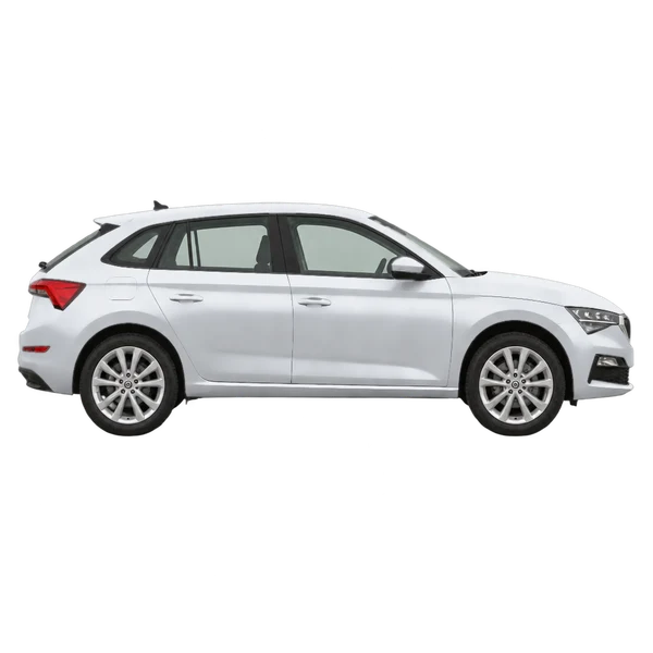 Skoda Scala 2020 en plateado, vista lateral (hacia la derecha)