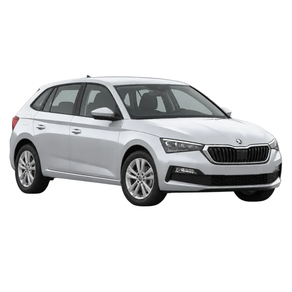2021 Skoda Scala in Silber, Ansicht: Dreiviertelansicht vorne (nach links gerichtet)