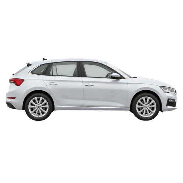 2025 Skoda Scala in Silber, Ansicht: Seite (nach rechts gewandt)