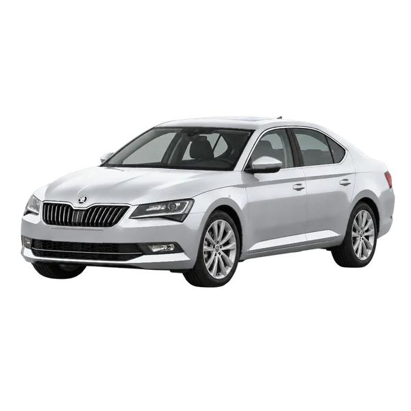 シルバーの2017 Skoda Superb（フロントスリークォーター(左向き)ビュー）