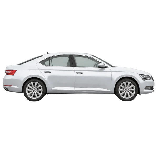 シルバーの2017 Skoda Superb（側面（右向き）ビュー）
