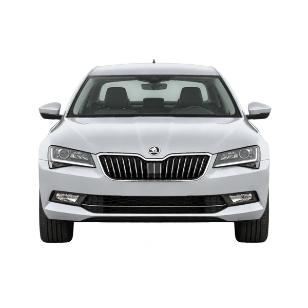 シルバーの2019 Skoda Superb（正面ビュー）
