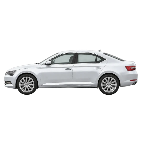 シルバーの2019 Skoda Superb（側面（左向き）ビュー）