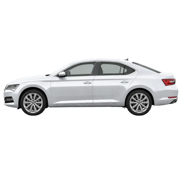 Skoda Superb 2020 prata, vista lateral (voltada para a esquerda)