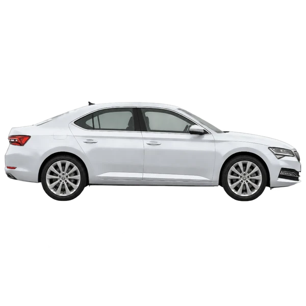 シルバーの2024 Skoda Superb（側面（右向き）ビュー）