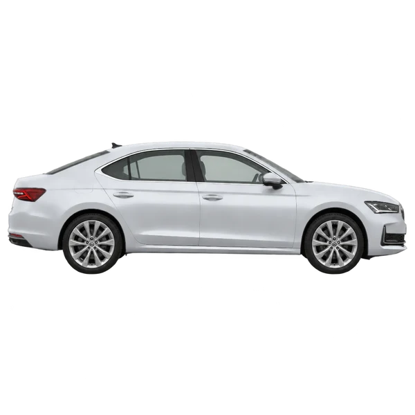 2025 Skoda Superb in Silber, Ansicht: Seite (nach rechts gewandt)