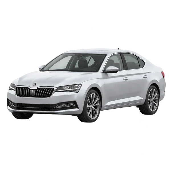シルバーの2026 Skoda Superb（フロントスリークォーター(左向き)ビュー）