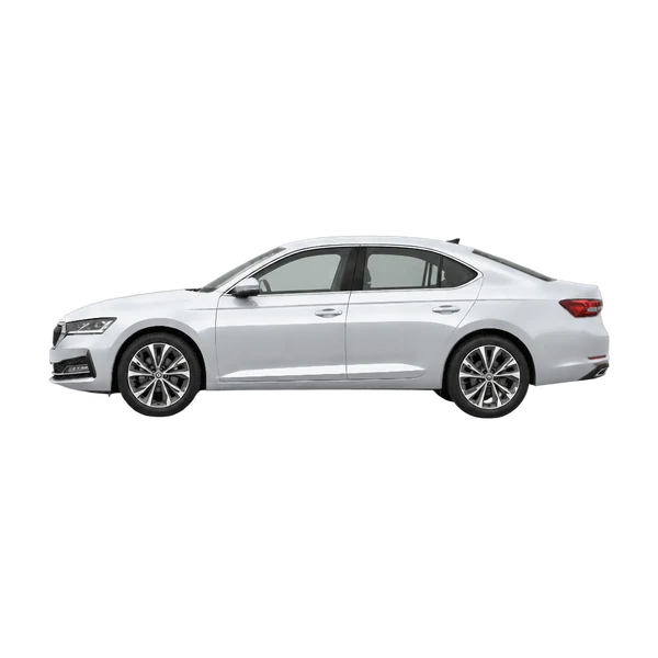 Skoda Superb 2026 argent, vue côté (vers la gauche)