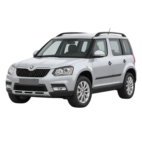 シルバーの2014 Skoda Yeti（フロントスリークォーター(左向き)ビュー）