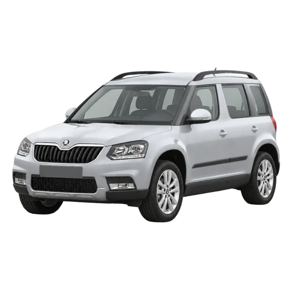 シルバーの2015 Skoda Yeti（フロントスリークォーター(左向き)ビュー）