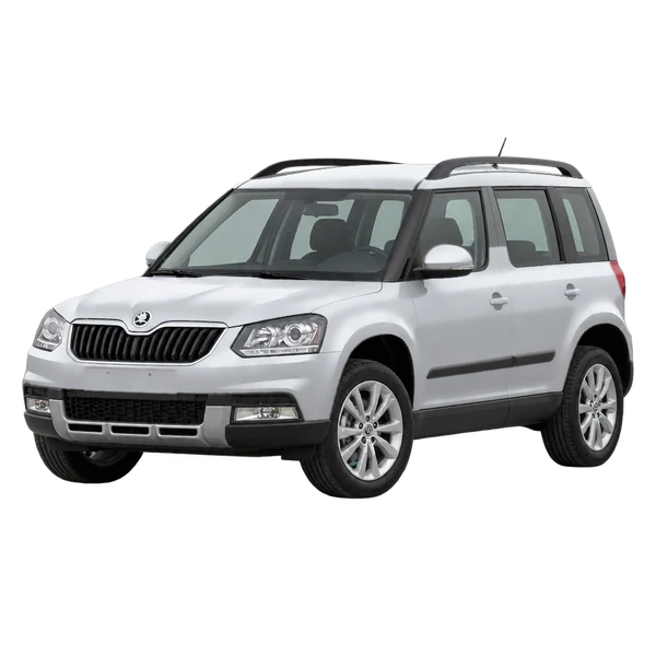 シルバーの2016 Skoda Yeti（フロントスリークォーター(左向き)ビュー）